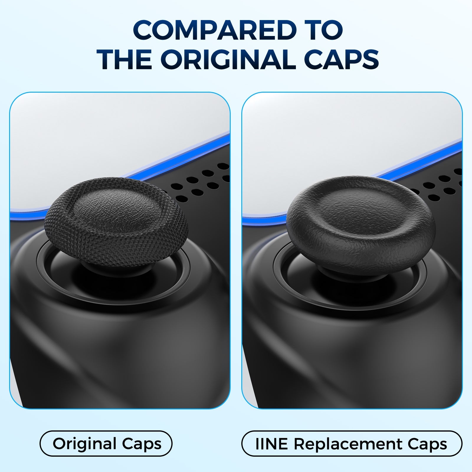 IINE Joystick Replacement Caps for PS5 Controller (Black) (L1053)