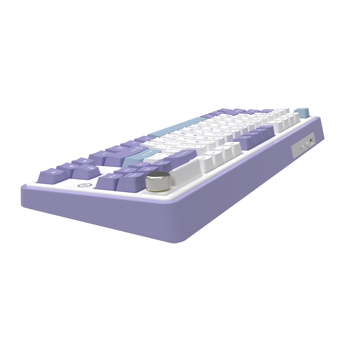 Ajazz AK870 RGB Tri-Mode 87-Keys TKL Gasket-mounted Hot Swappable Mechanical Keyboard with 1.14" TFT Display Screen & Knob (Purple/White/Blue) (Hyacinth Switch)