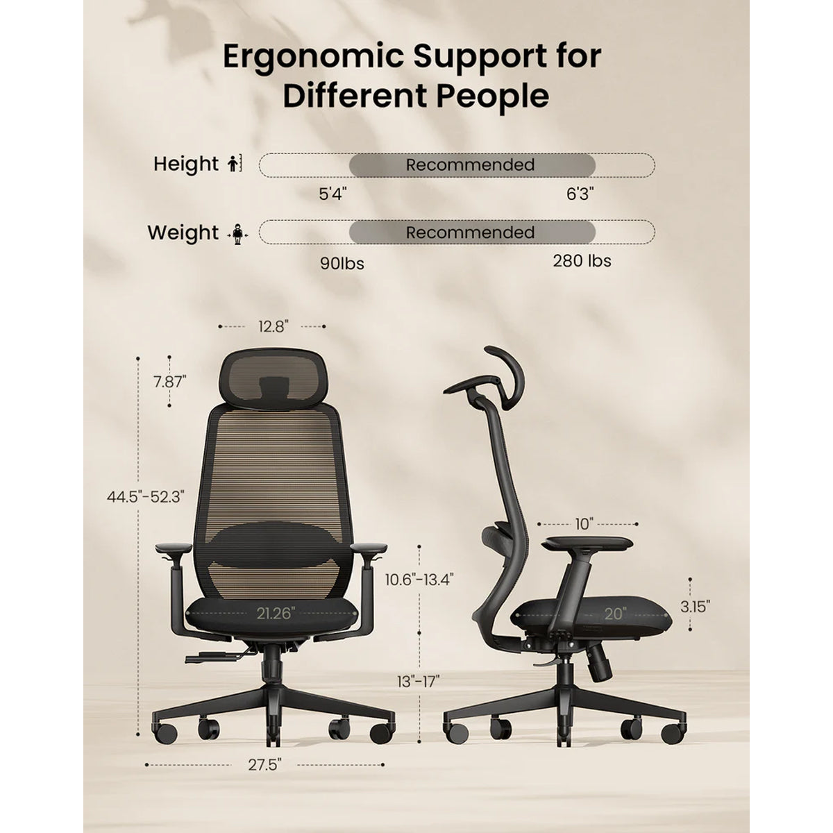 ProtoArc EC200 Ergonomic Mesh Office Chair (Black, Grey) (CP016352, CP016353)