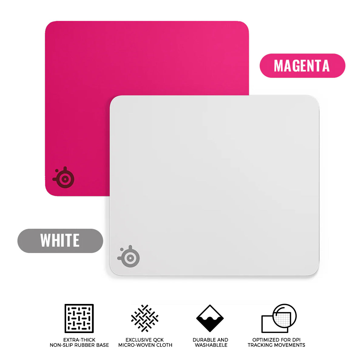 SteelSeries QCK Heavy Extra Thick Cloth Mousepad L (Magenta, White)