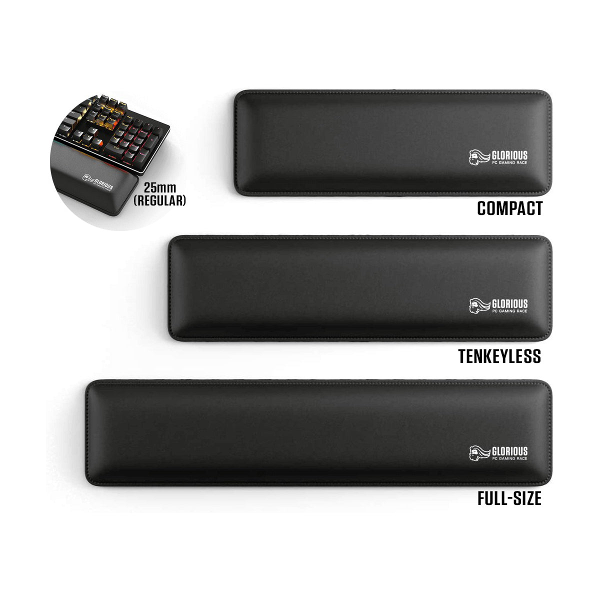 Glorious PC Gaming Race Padded Keyboard Wrist Rest Regular (Full Size/Tenkeyless/Compact) (Black)