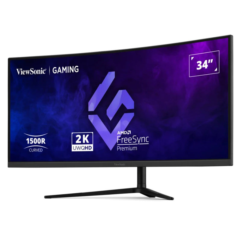 ViewSonic VX3418C-2K 34" UWQHD (3440x1440) 180Hz 1ms MPRT VA Curved Gaming Monitor with Tilt, Height & Swivel Adjustment