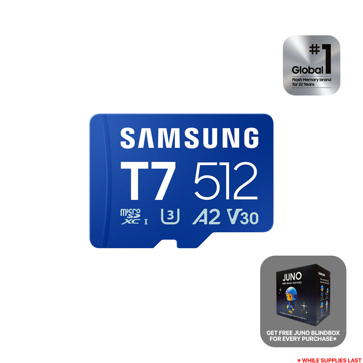 Samsung T7 UHS-I C10 U3 V30 A2 170MB/s Read microSDXC