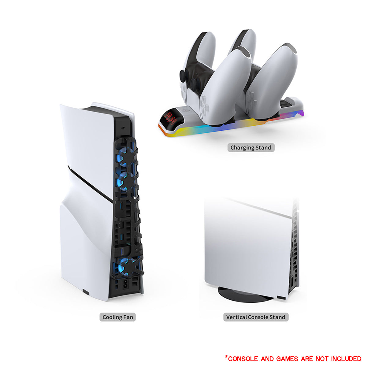 Dobe 3-in-1 Kit includes Vertical Console Stand / Cooling Fan / Charging Dock for PS5 TP5-35130