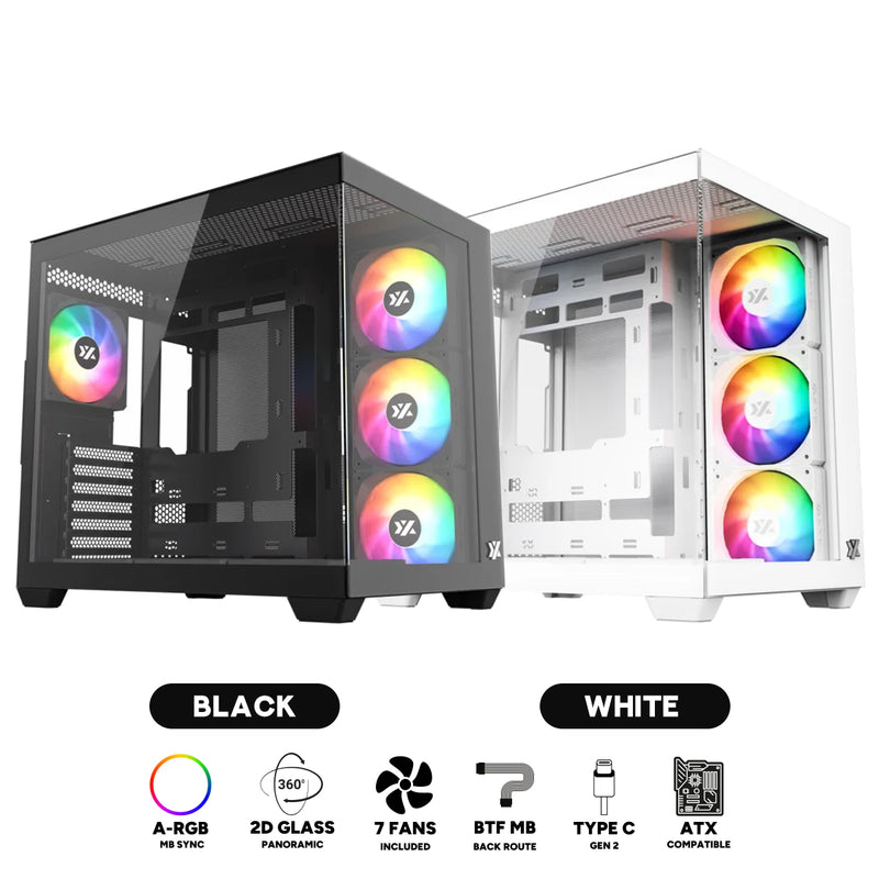 XYZ Tesseract X ATX 2D Glass Panoramic Tempered Glass PC Case