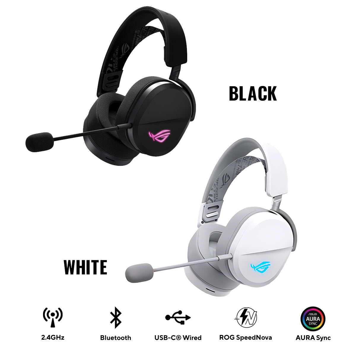 Asus ROG Pelta Tri-Mode RGB Wireless Gaming Headset (Black, White) (A501)