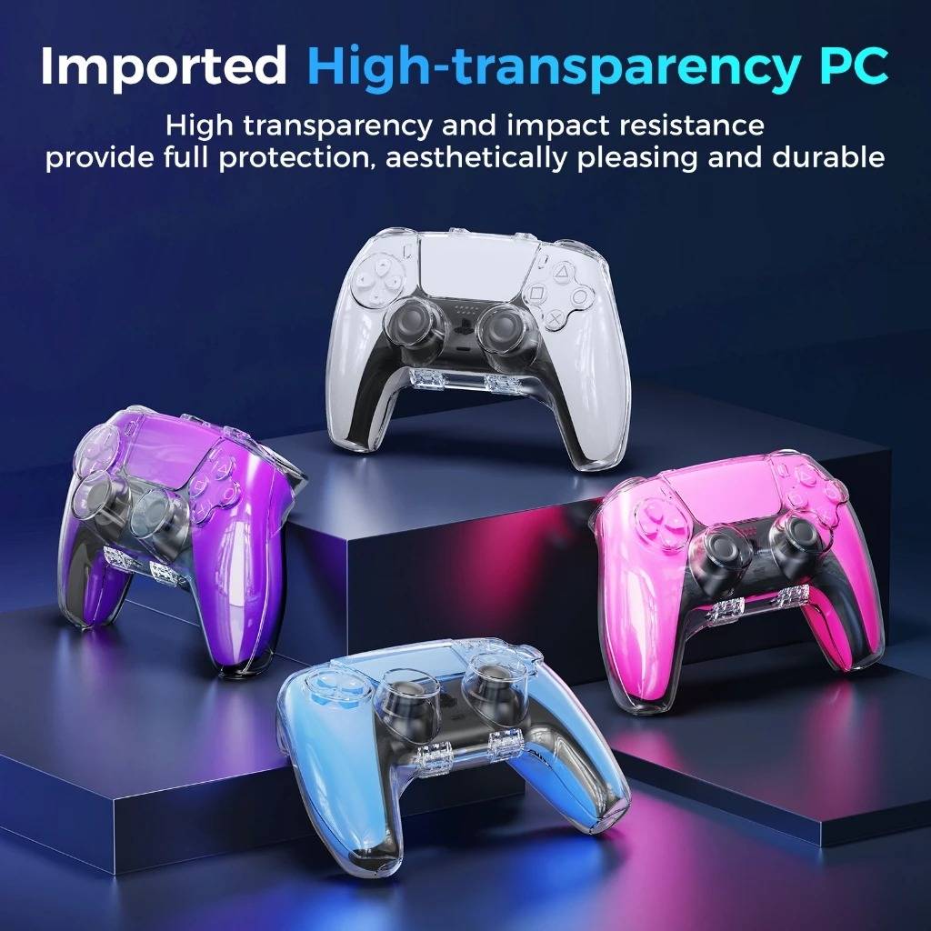 IINE Protective Case Magnetic Closure for PS5 Controller (Transparent) (L1008)