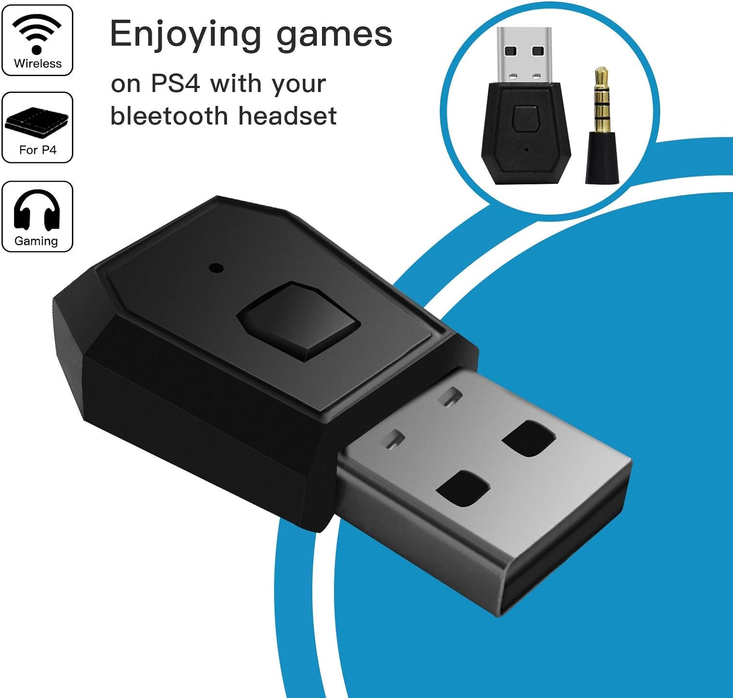 PS4 Wireless Headphone with P4 Bluetooth Adapter