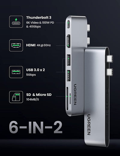 U385 Adapter UGreen USB-C Multifunctional Adapter (Grey) (CM380/80856)