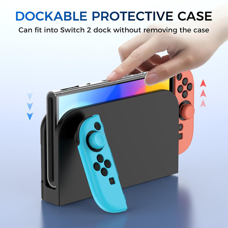 IINE Transparent PC Back Case + Silicone Joy-Pad Case Blue/ Orange for Nintendo Switch 2 (L1091)