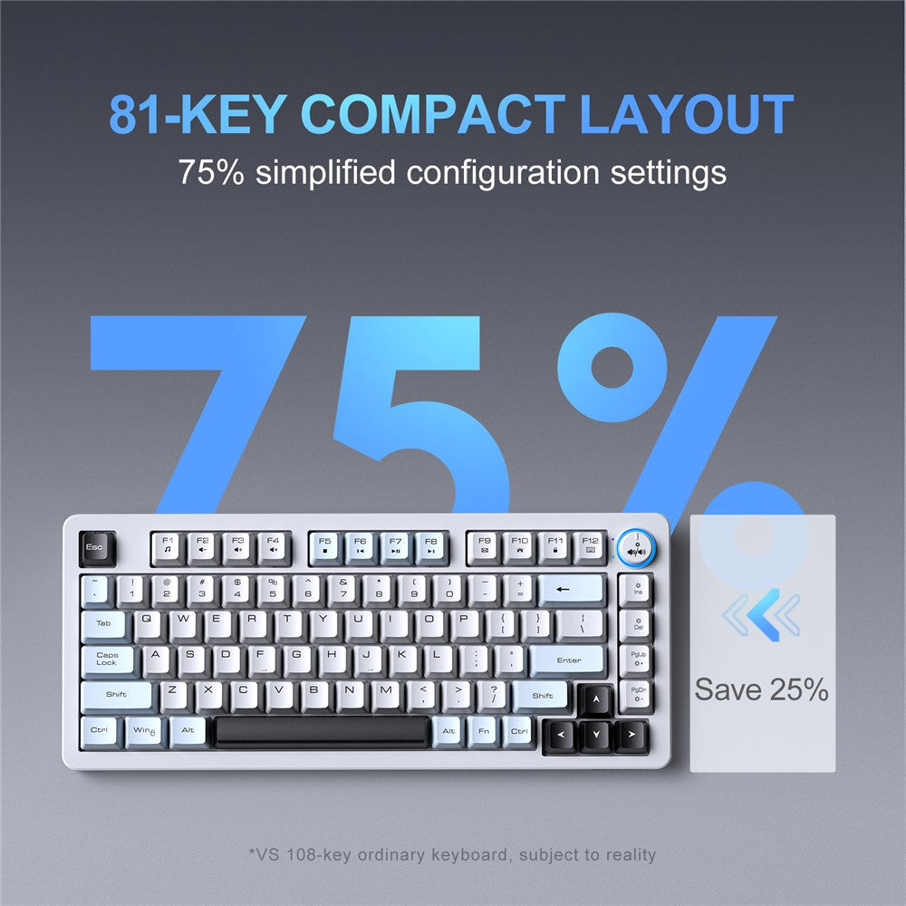 Onikuma MT501 81 Keys RGB Tri-Mode Membrane Keyboard (White)