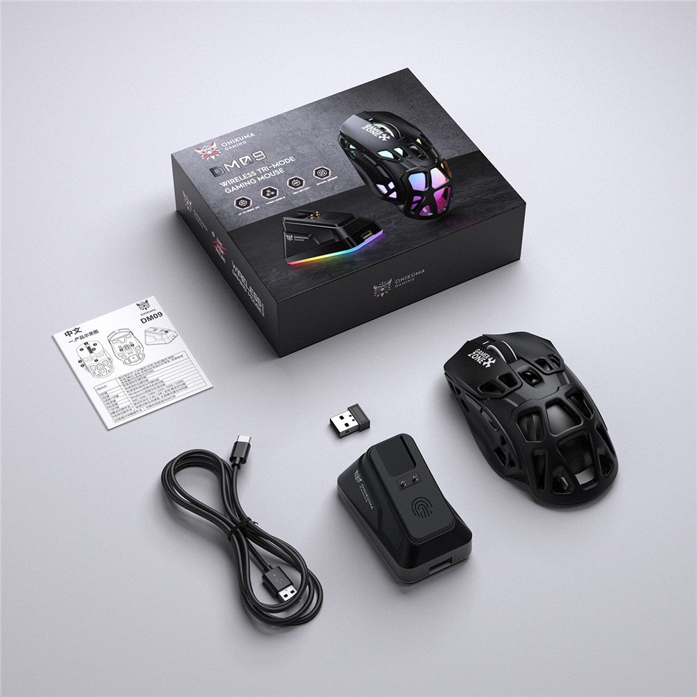 Onikuma DM09 Tri-Mode RGB Wireless Gaming Mouse (Black)