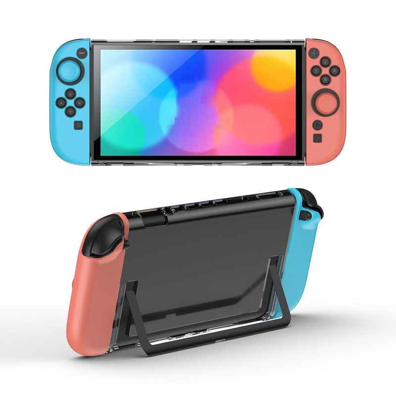IINE Transparent PC Back Case + Silicone Joy-Pad Case Blue/ Orange for Nintendo Switch 2 (L1091)