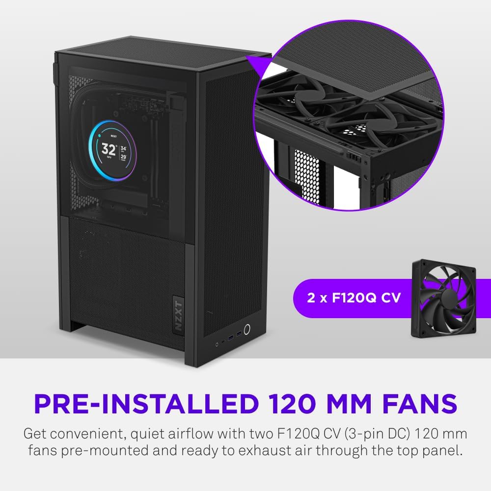 NZXT H2 Flow 2026 Mini-ITX Airflow Case (Black) (CI-H21FB-01)