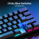 Delux KM36U 61-Keys Wired Mechanical Gaming Keyboard (Clicky Blue Switch)