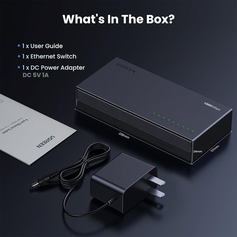 Ugreen 8-Port Gigabit Ethernet Switch Black (CM834/35499US)