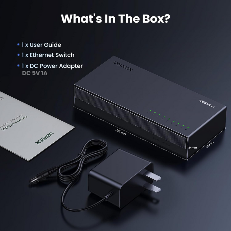Ugreen 8-Port Gigabit Ethernet Switch Black (CM834/35499US)