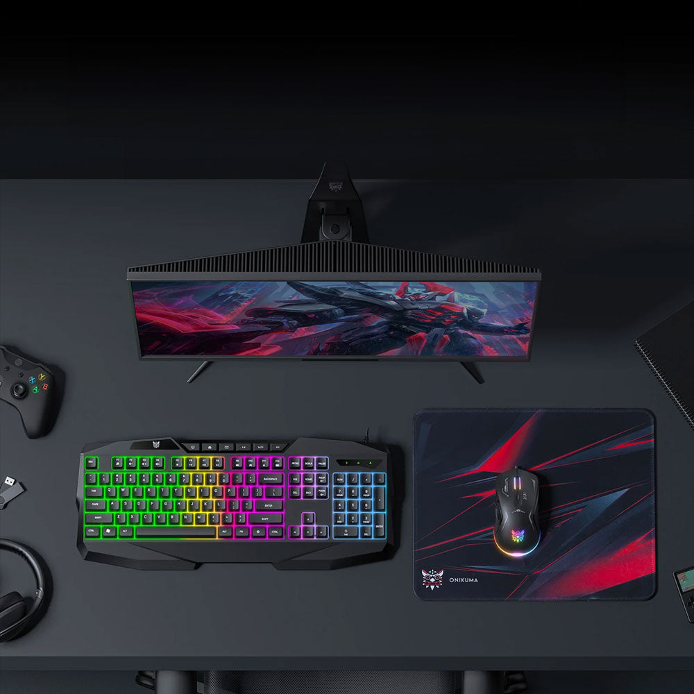 Onikuma TZ3006 3-in-1 RGB Keyboard / Mouse / Mousepad Gaming Combo (Black)