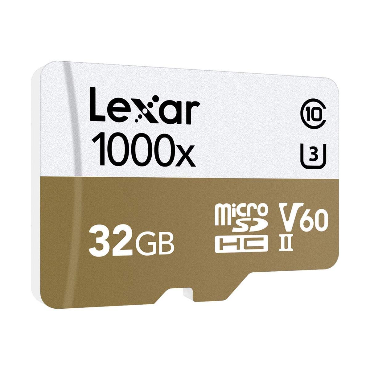 Lexar Professional 1000x 32GB microSDHC UHS-II C10 U3 V60 150MB/s Read Memory Card with Reader