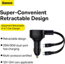 Baseus Enjoyment Retractable 2-in-1 Car Charger C+C 33W (C00035500111-00)