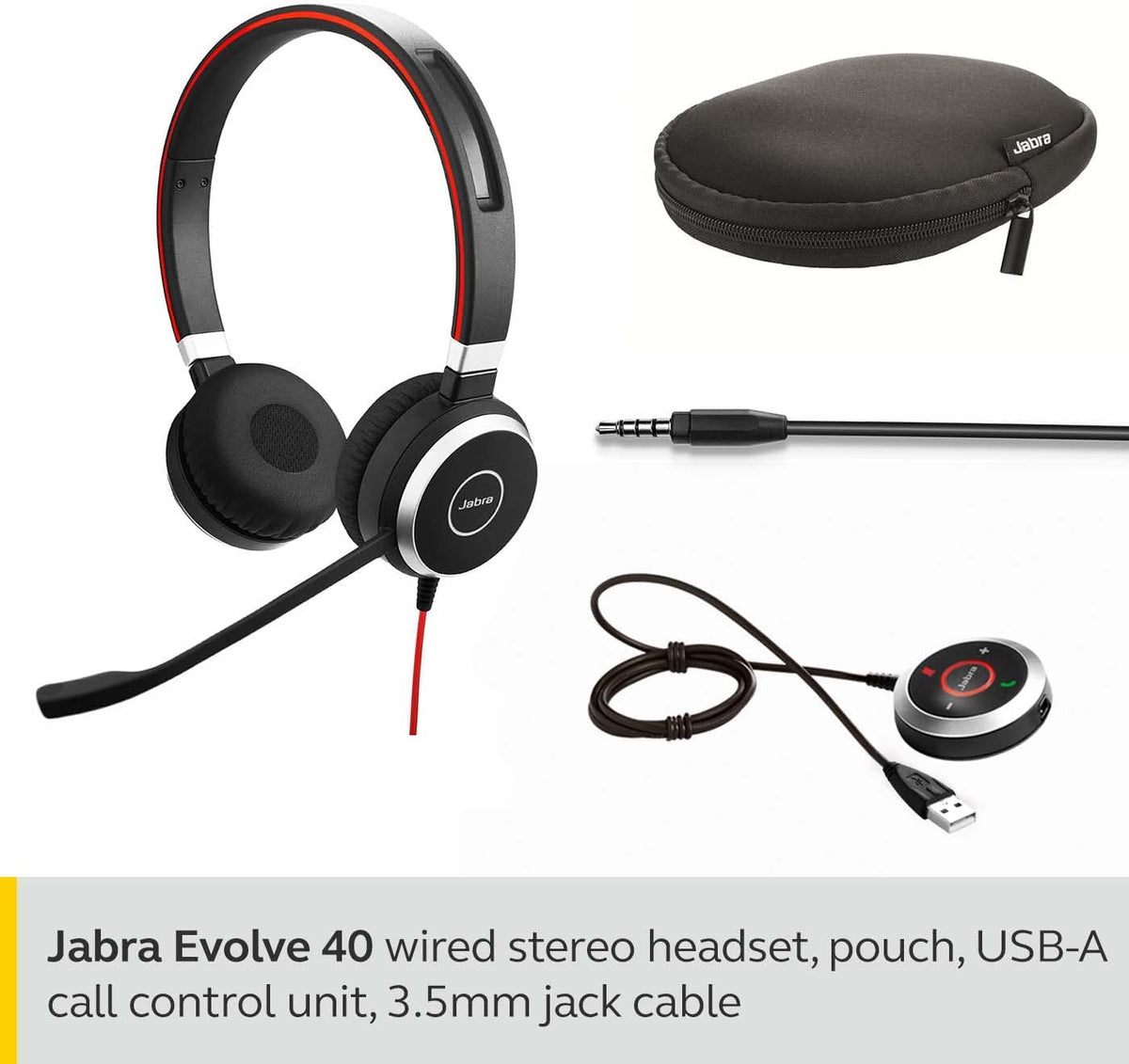 Jabra Evolve 40 Stereo UC Wired Professional Headset (Black)