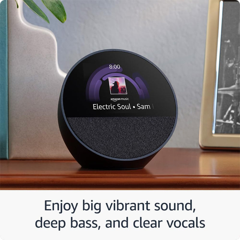 Amazon Echo Spot Smart Alarm Clock w/ Vibrant Sound and Alexa