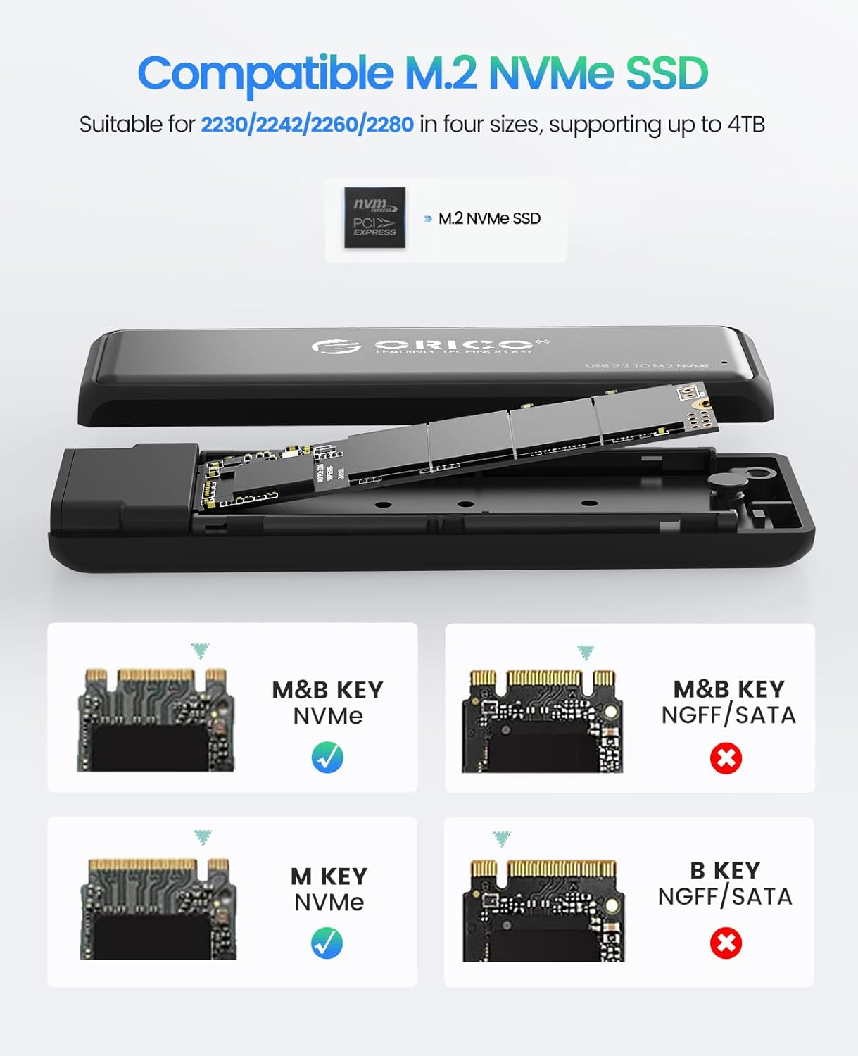 Orico M.2 SATA SSD Enclosure 10Gbps (DDM2-C3) (Black)