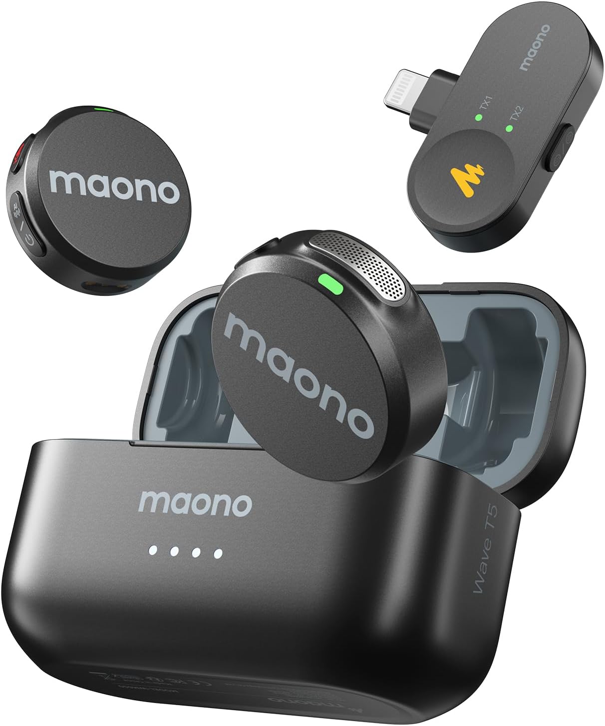 Maono Wave T5 WM650 PB2 AI Wireless Lavalier Microphone for Lightning /iPhone 14/13/12/11