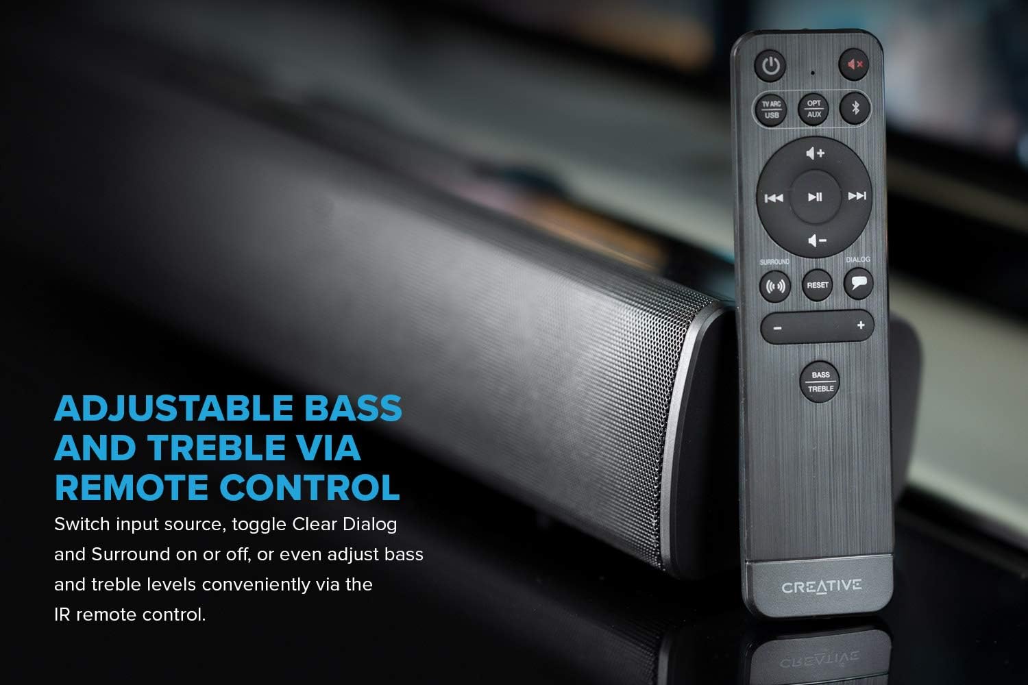 Creative Stage V2 2.1 Soundbar & Subwoofer with Clear Dialog & Surround by Sound Blaster for TV & Desktop Monitor (Black)