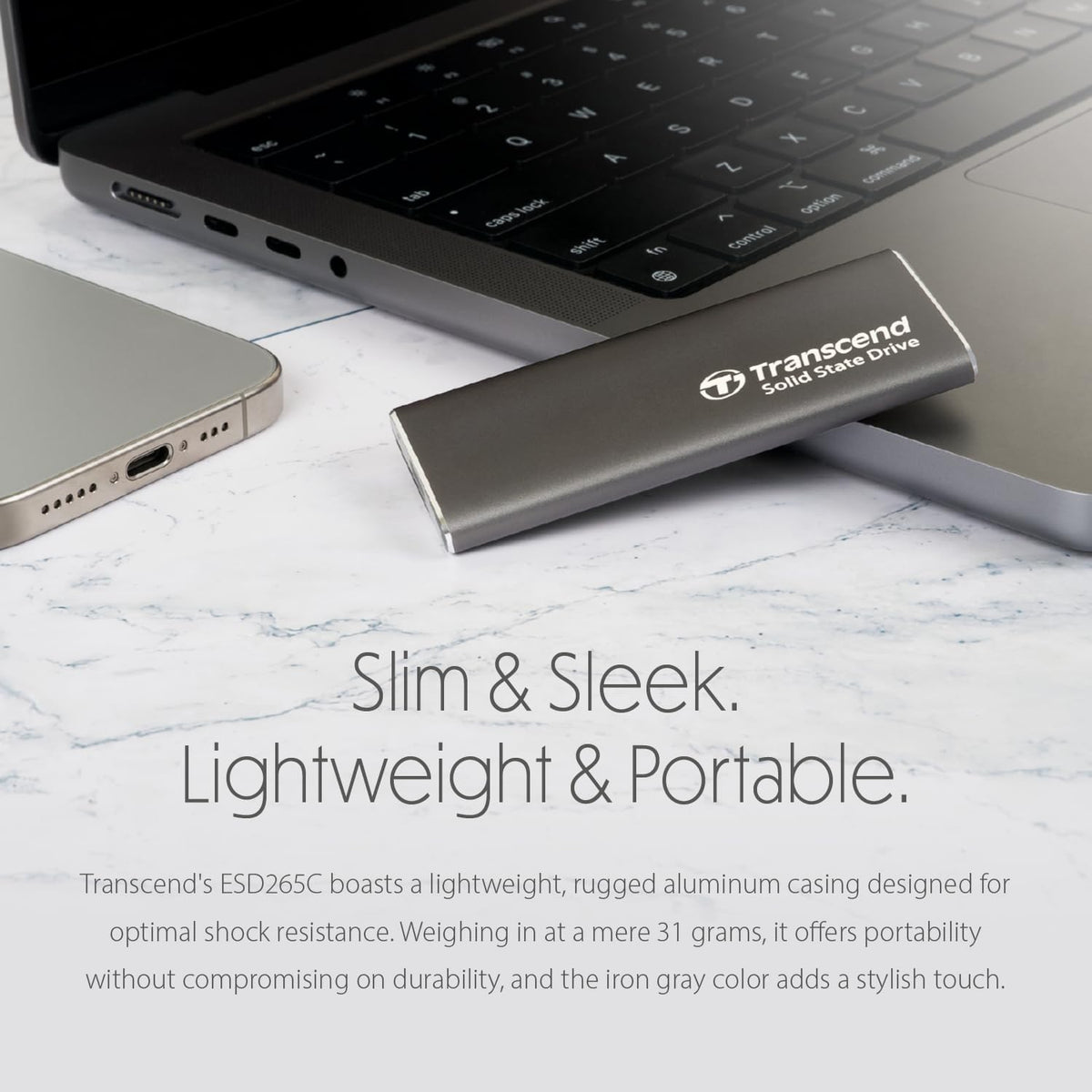 Transcend ESD265C Dual USB 10Gbps Read up to 1050MB/s Type-C Portable SSD | DataBlitz