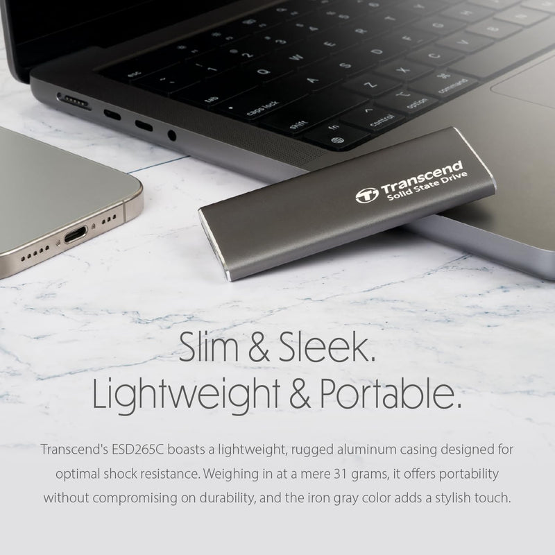 Transcend ESD265C Dual USB 10Gbps Read up to 1050MB/s Type-C Portable SSD | DataBlitz