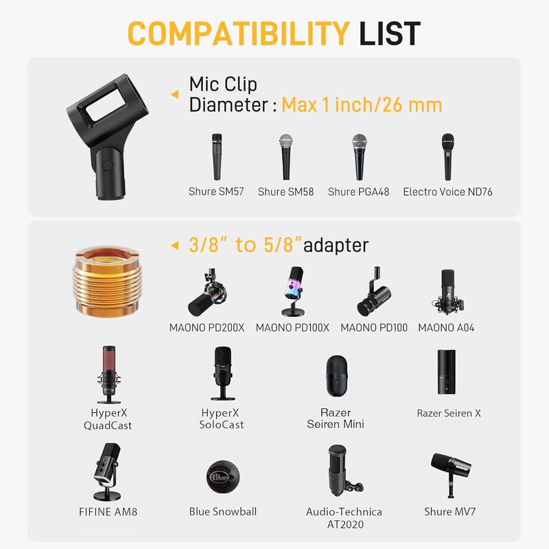 Maono DM40 Pro S Wireless RGB Condenser Gaming Desktop Microphone with Boom Arm 