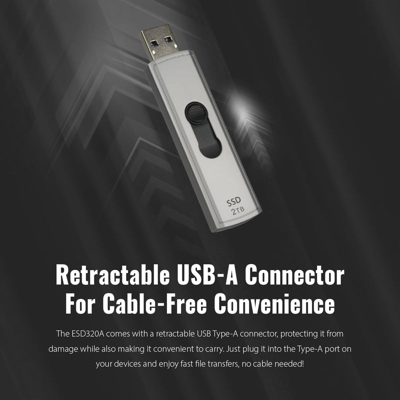 Transcend ESD320A 512GB Dual USB 10Gbps Read up to 1050MB/s Type-A Portable SSD (TS512GESD320A)