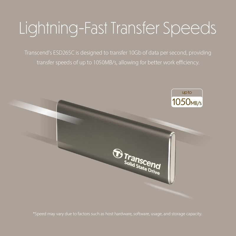 Transcend ESD265C Dual USB 10Gbps Read up to 1050MB/s Type-C Portable SSD | DataBlitz