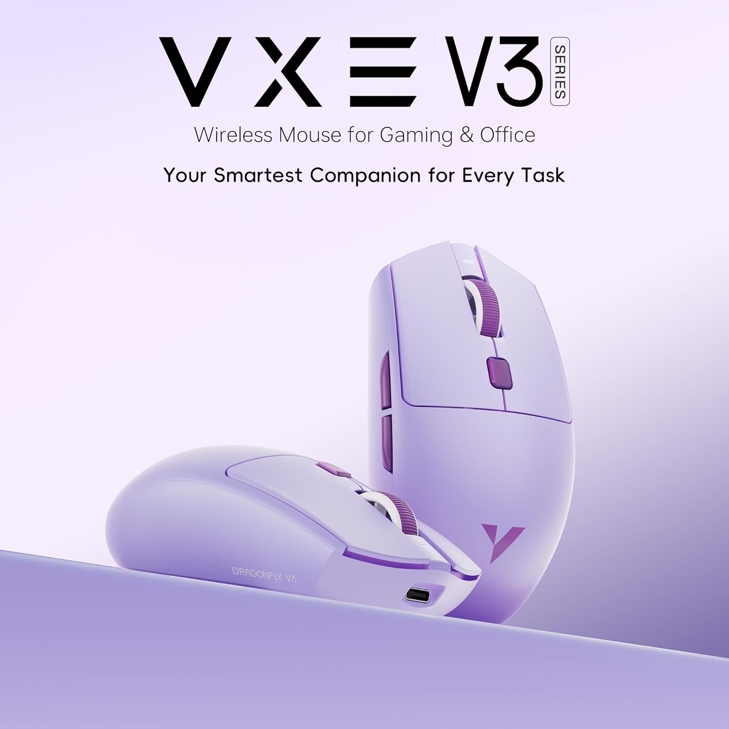 VXE Dragonfly V3 Pro Wireless Gaming & Office Mouse (White)