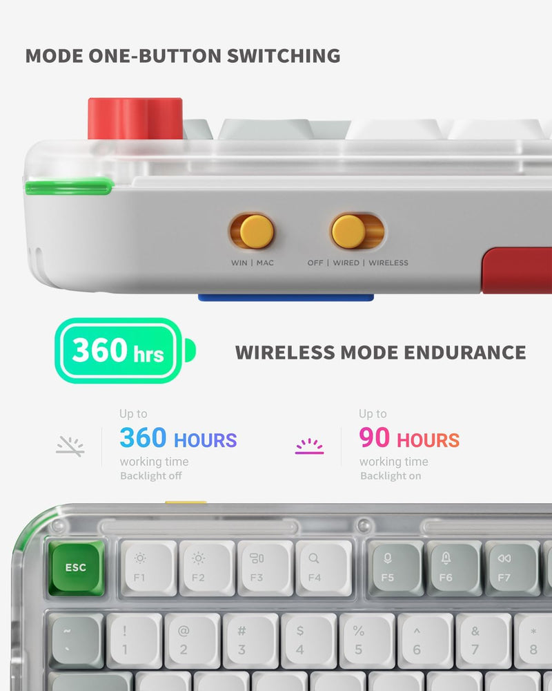 NuPhy Kick75 Hybrid Low-Profile IO RGB Hot-Swappable 80-Key Custom Mechanical Wireless Keyboard (Blush Switch) (Tape Gray)