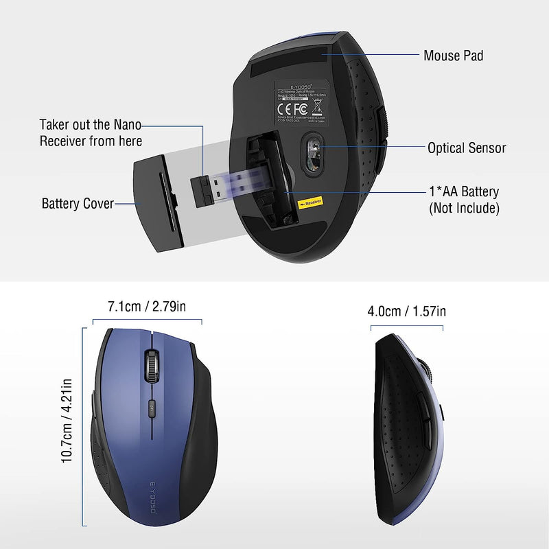 E-Yooso E-1010 Wireless Mouse (Blue)