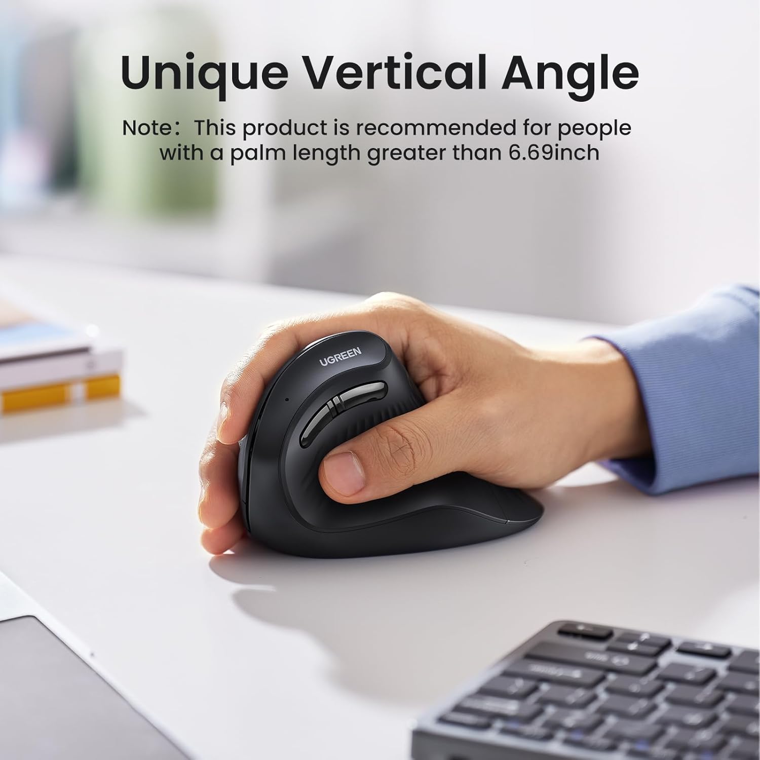 Ugreen Multi-Mode 4000DPI Wireless Vertical Mouse (Black, White)