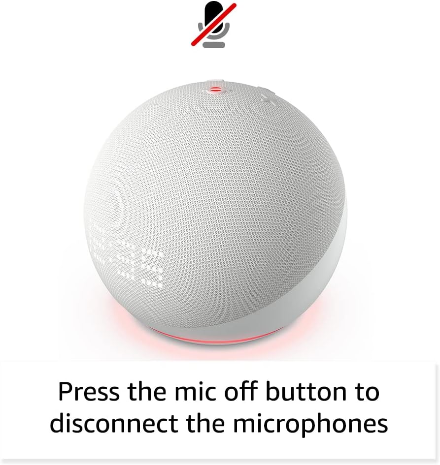 Amazon Echo Dot 5th Gen Smart Speaker With Clock & Alexa (Glacier White)