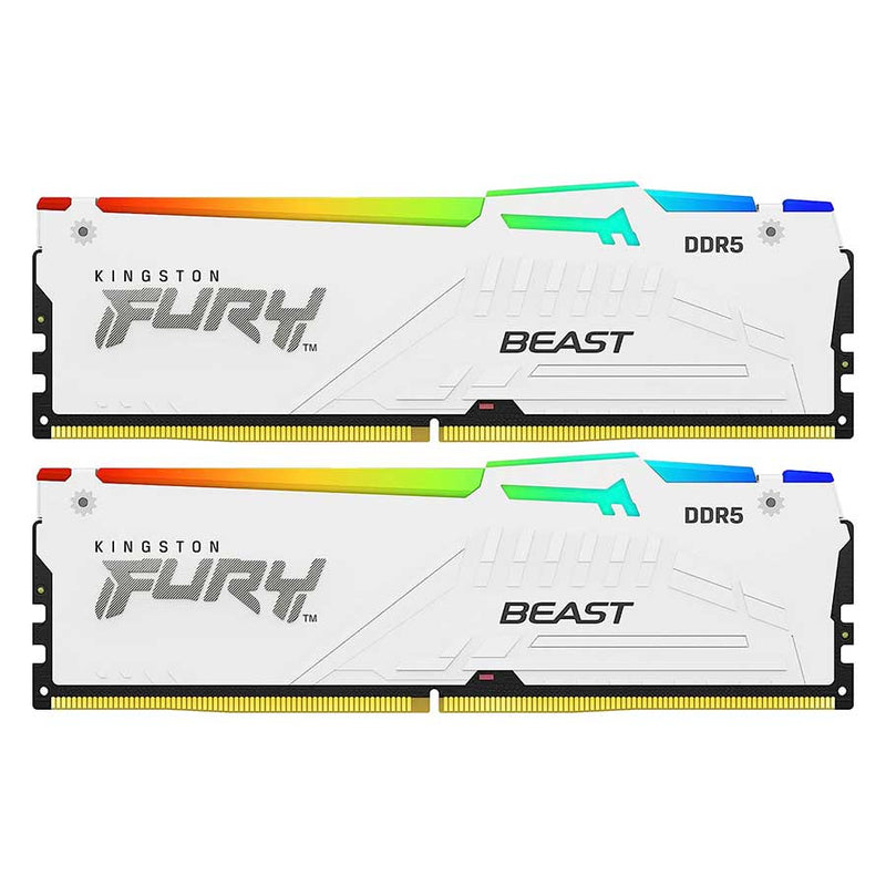 Kingston Fury Beast 32GB (2X16GB) DDR5 RGB Expo 5600MT/S CL36 Memory (White) | DataBlitz