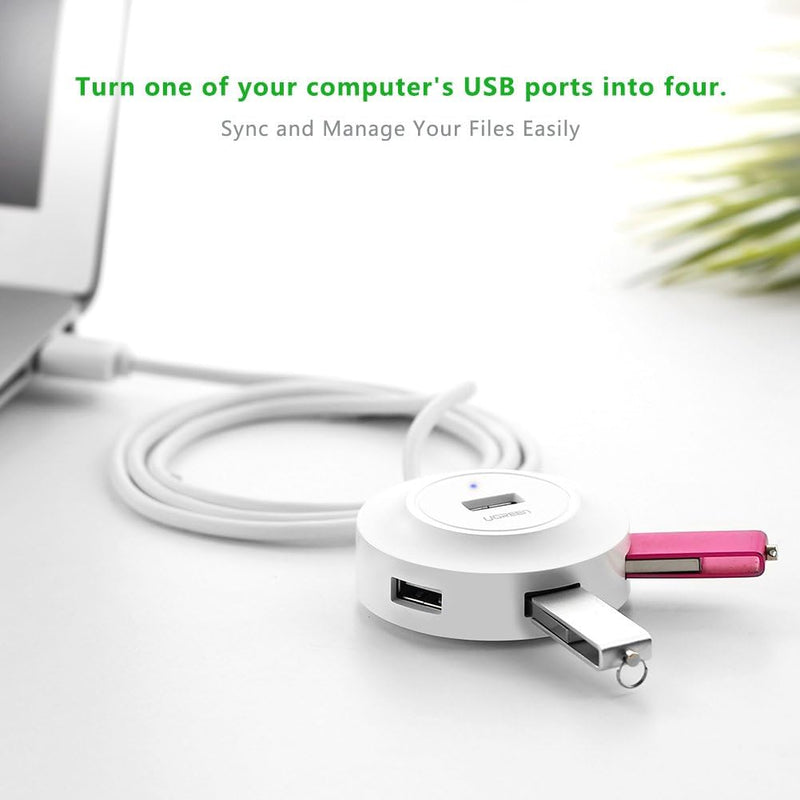 UGreen USB 2.0 4-Ports Hub - 1M (White) (CR106/20270)