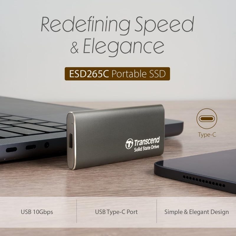 Transcend ESD265C Dual USB 10Gbps Read up to 1050MB/s Type-C Portable SSD | DataBlitz