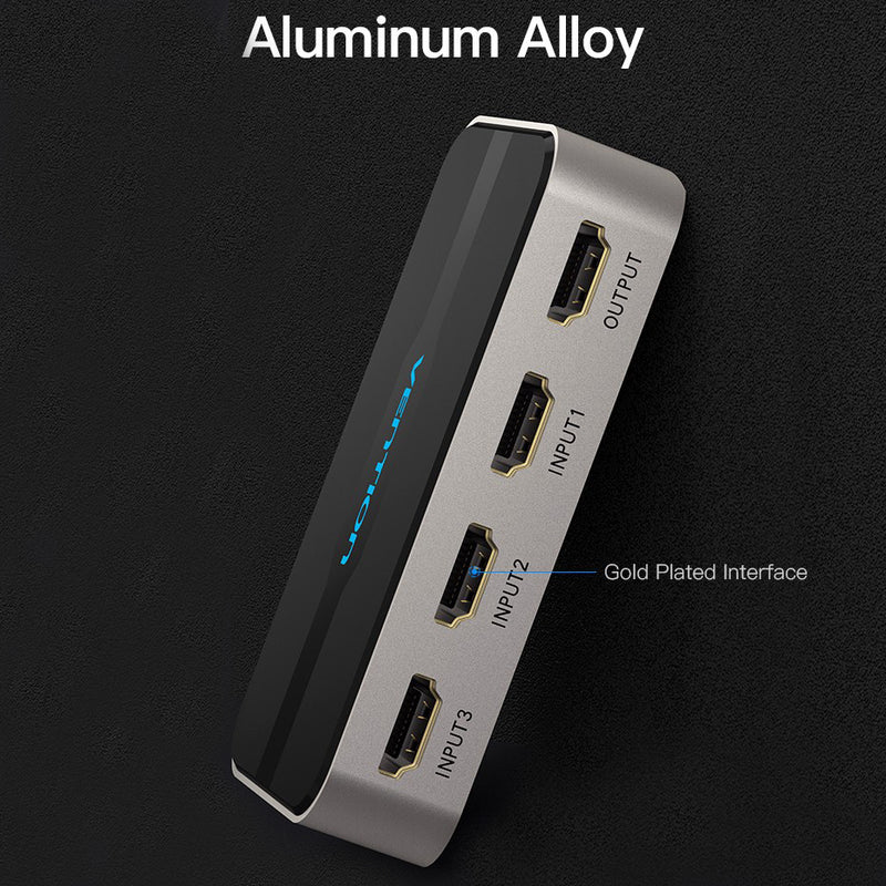 Vention 3-in-1 Out HDMI Switcher (Gray Aluminum Alloy Type, Blue Aluminum Alloy Type)