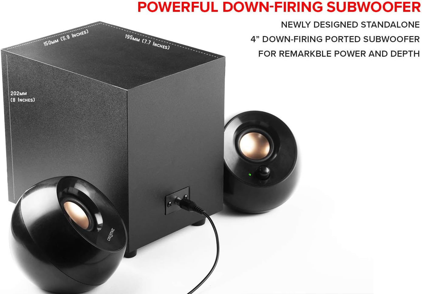 Creative Pebble Plus Modern 2.1 USB Desktop Speakers With Subwoofer (Black)