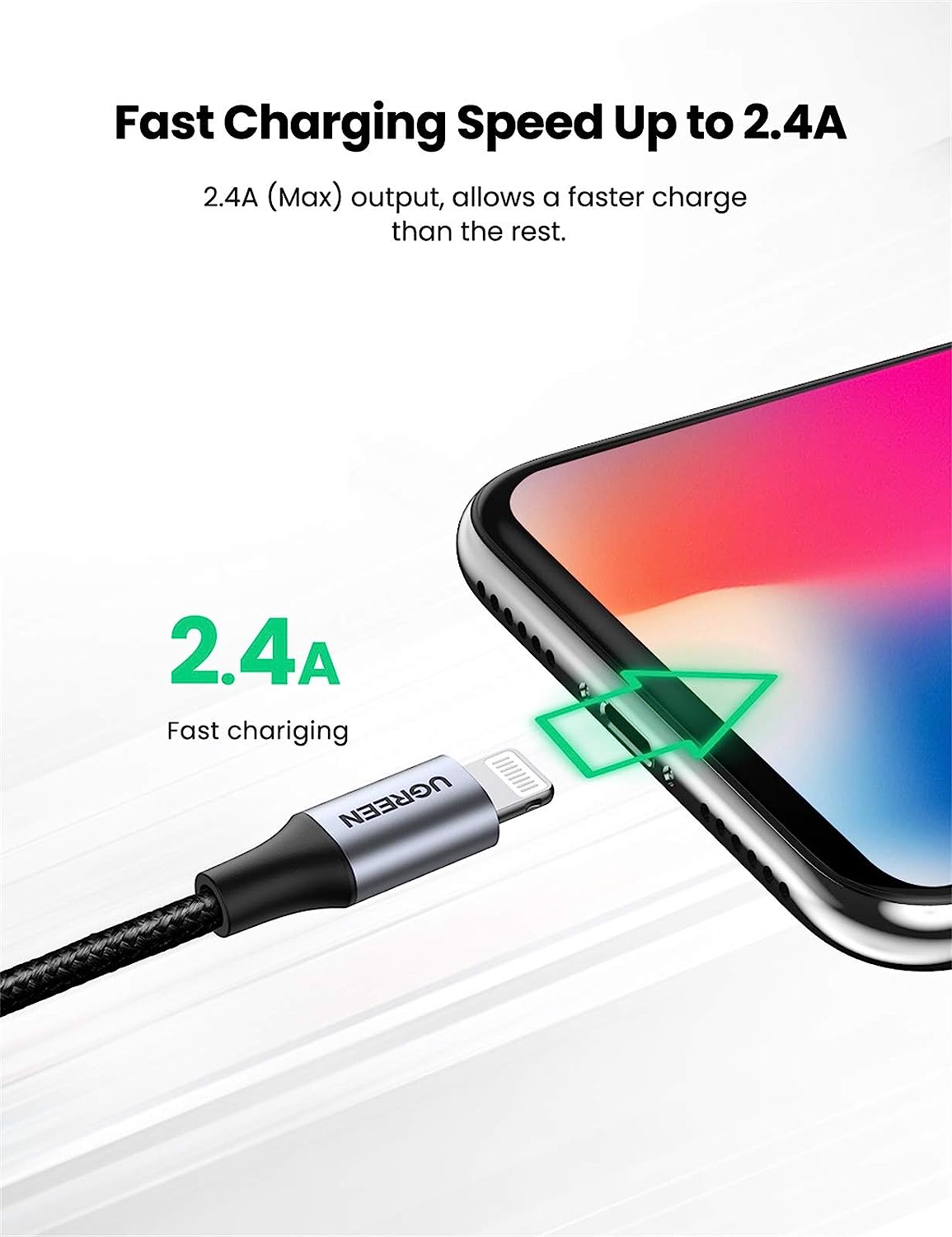 UGreen Lightning To USB 2.0 A Male Cable - 2m (Black) (US199/60158)