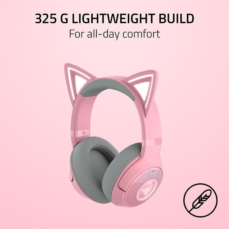 Razer Kraken Kitty V2 BT Wireless Bluetooth RGB Headset w/ Kitty Ears (Quartz)