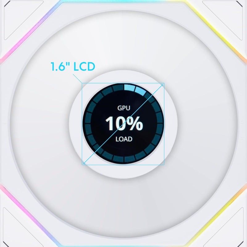 Lian Li Uni Fan TL Wireless LCD 120mm Reverse Blade Revolutionary ARGB Triple Fan (Black, White)
