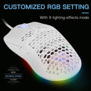 Delux M700A A825 RGB Honeycomb Lightweight Wired Pro Gaming Mouse (White)