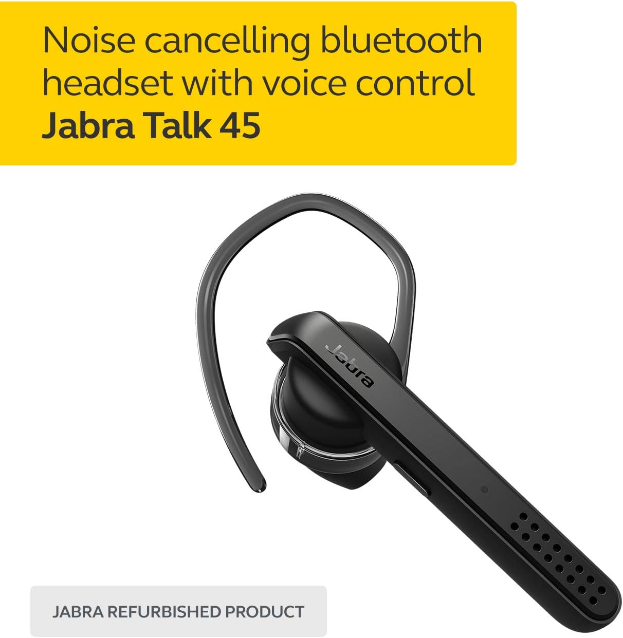 Jabra Talk 45 Mono Bluetooth Ear Hook Headset With 2 Noise-Cancelling Mirophones + Car Charger (Black)