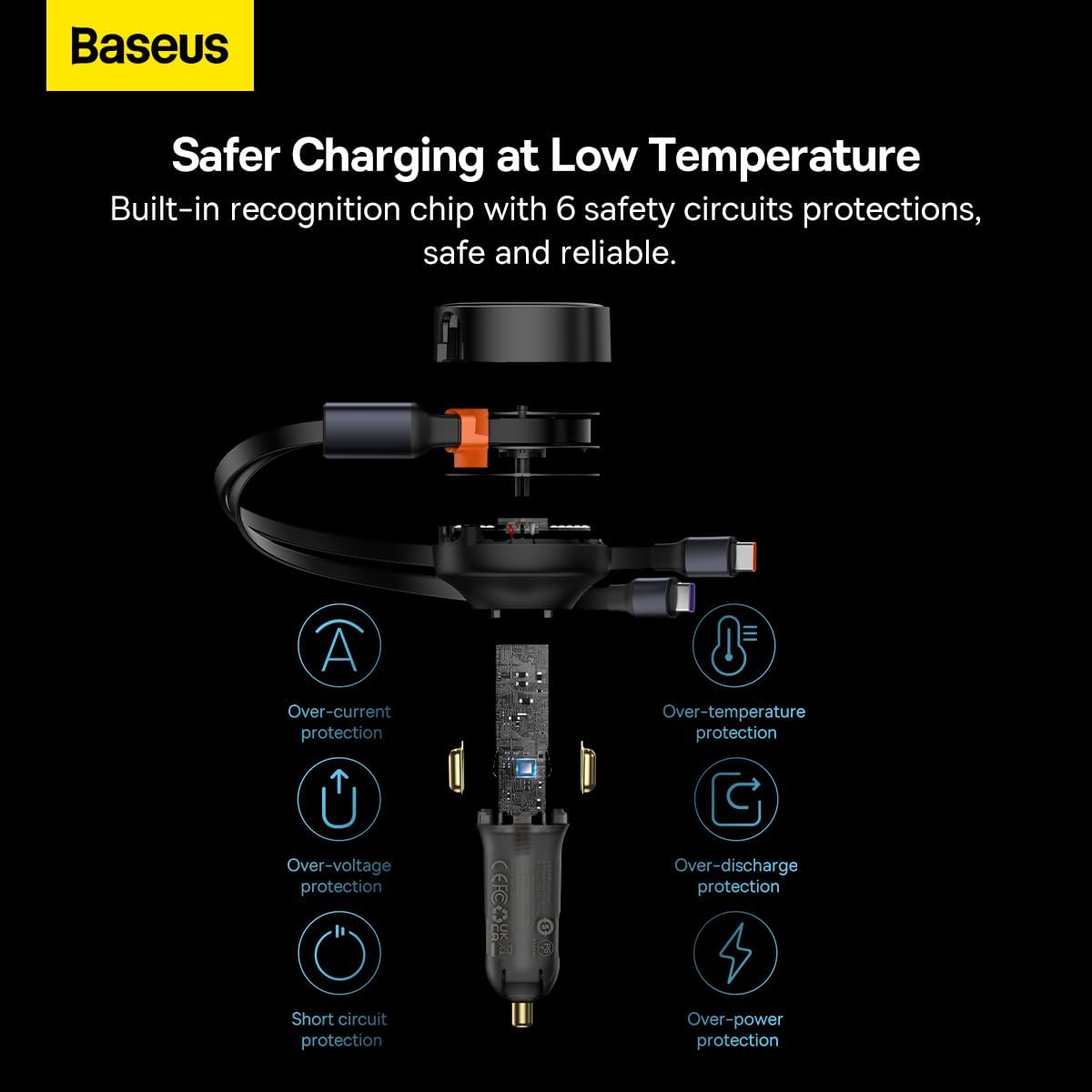 Baseus Enjoyment Retractable 2-in-1 Car Charger C+C 33W (C00035500111-00)